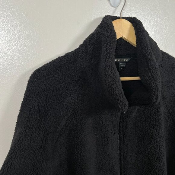Athleta Tugga Sherpa Fleece Jacket Size 1X Black Bomber Athletic Travel Active - Picture 5 of 12